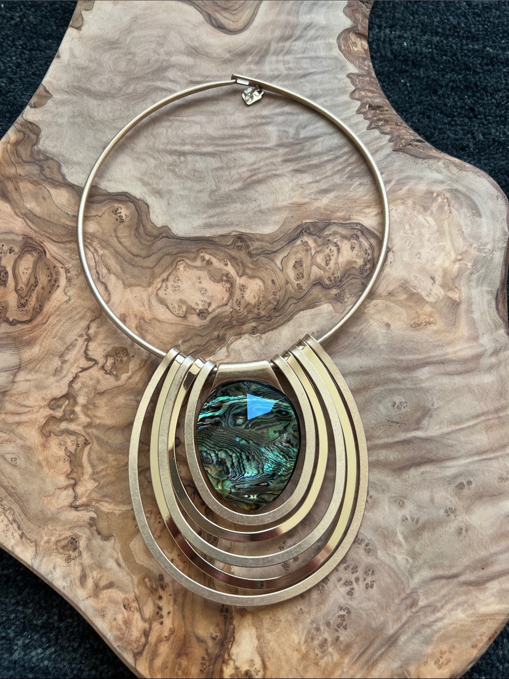 Robert Lee Morris Gold-Tone Layered Arch Necklace with Abalone